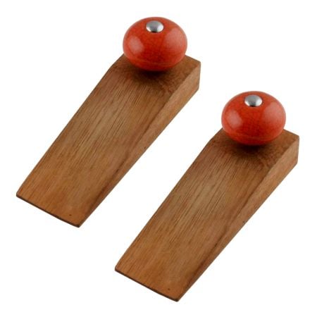 2 Pieces Orange Black Crackle Wooden Door Stopper
